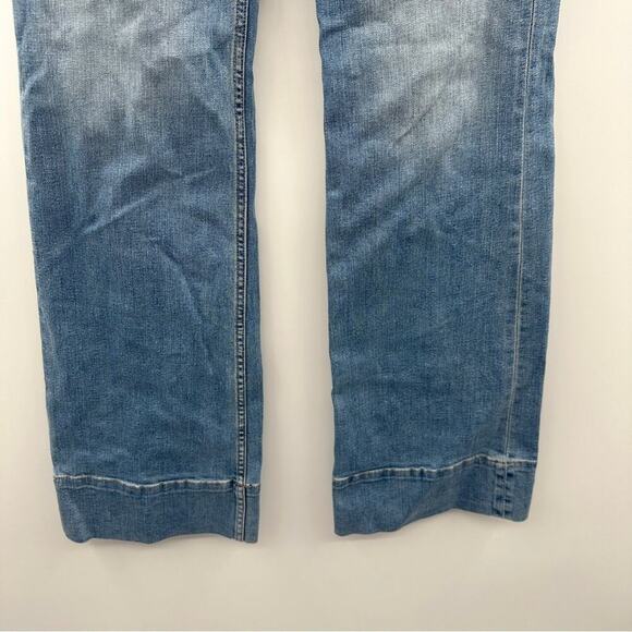 Current/Elliott Light Wash High Rise Wide Leg Cotton Blend Jeans Size 28 - Picture 3 of 11